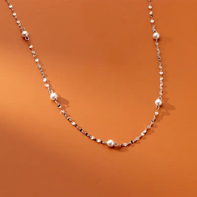 שרשרת סופרטו כסף לאישה | שרשרת פנינים לאישה