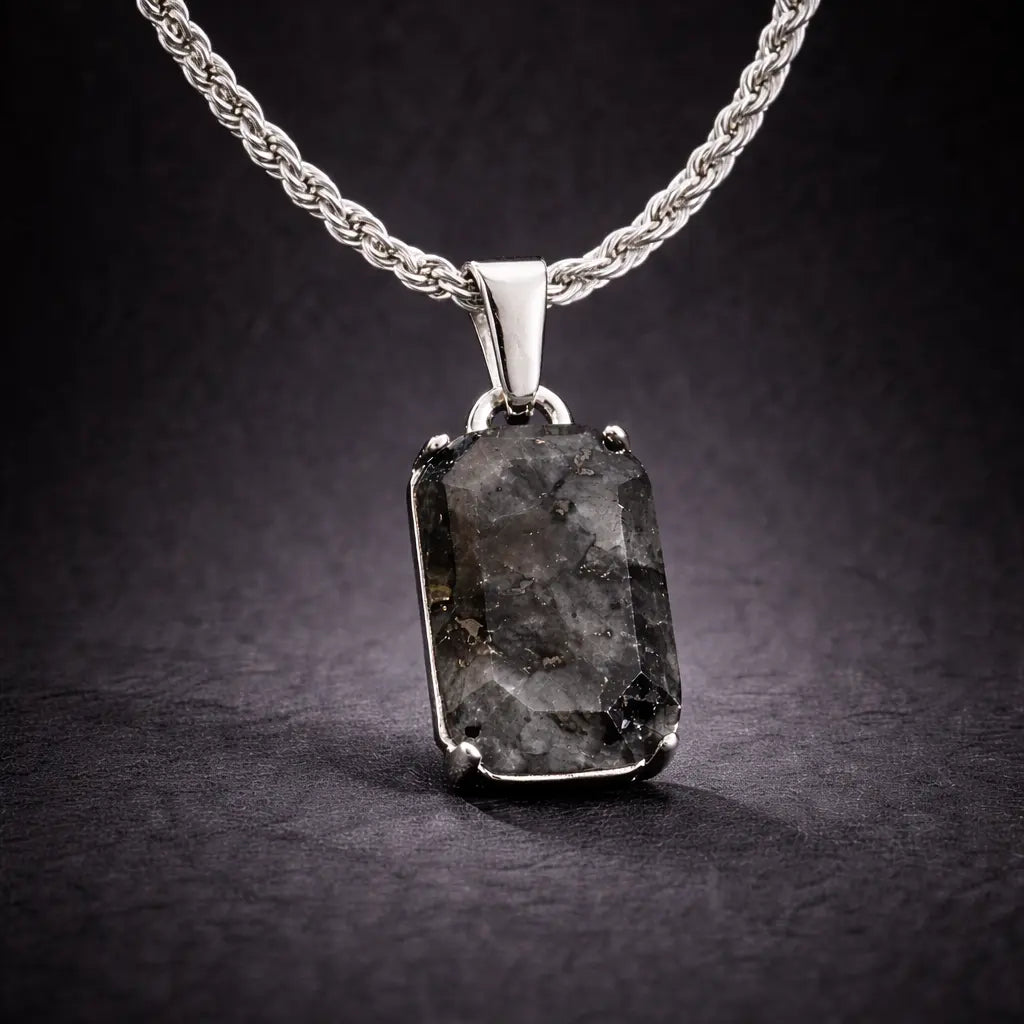 שרשרת ספקטרולייט בציפוי זהב לבן